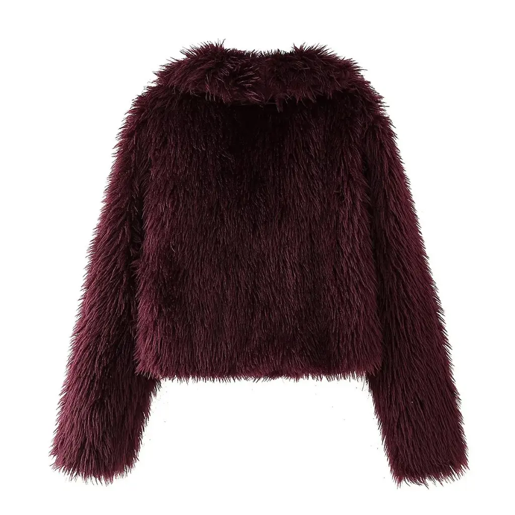 

Eco-Friendly Fur Short Outwear for Women Autumn Winter Lapel Long-Sleeved Warm Top European American Style Fashion