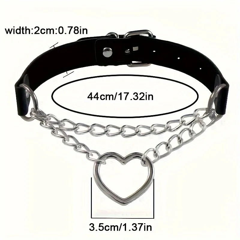 1 Sexy Heart Collar Plus 1 Leash Chain Lover Necklace Necklace Party Halloween Cosplay New Year Christmas Creative Birthday Gift