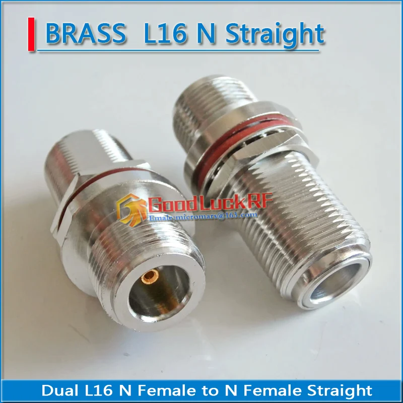 Dual L16 N Female to N Female Plug O-ring Bulkhead Panel Mount Washer Nut Nickel Plated Straight Brass RF Connector Coaxial