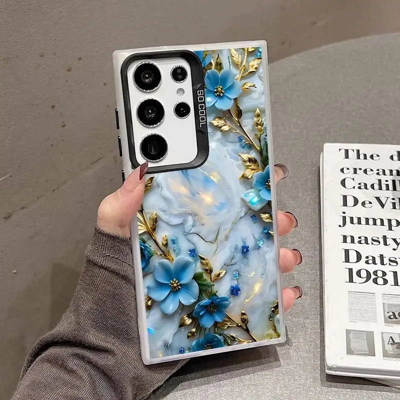 Etui na telefon Flower Marble do Samsung Galaxy S24Ultra S23 FE Note 20 Ultra S20 S21 S22 Plus S20fe S23Ultra 5G Silicone Soft — zdjęcie 3