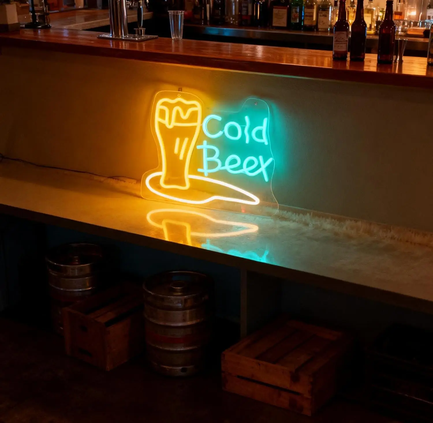 Cold Beer Neon Sign USB Dimmable LED Light for Bar Pub Cafe Home Living Room Drink Themed Wall Art Decor Business Bar Signs