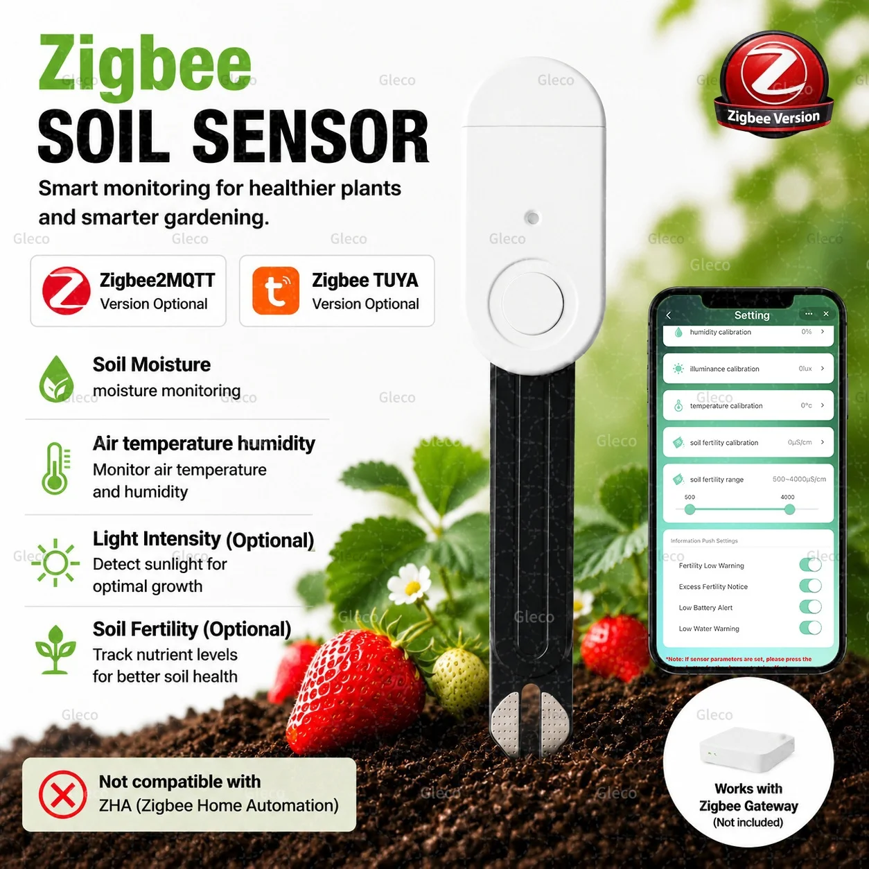 Smart Home Automation - Zigbee Bodemsensor Vocht Temperatuur Vochtigheidsmeter Vruchtbaarheid