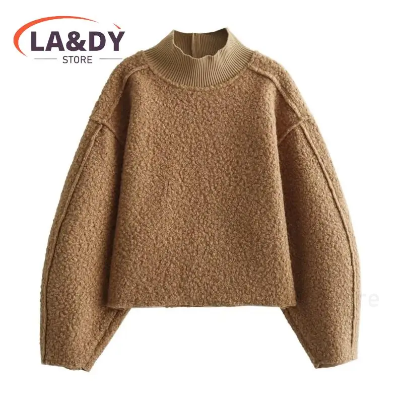 Hoodie For Woman Autumn Winter Fashion Loose Short Round Neck Female Solid Color Casual Long Sleeve Tops Pullover