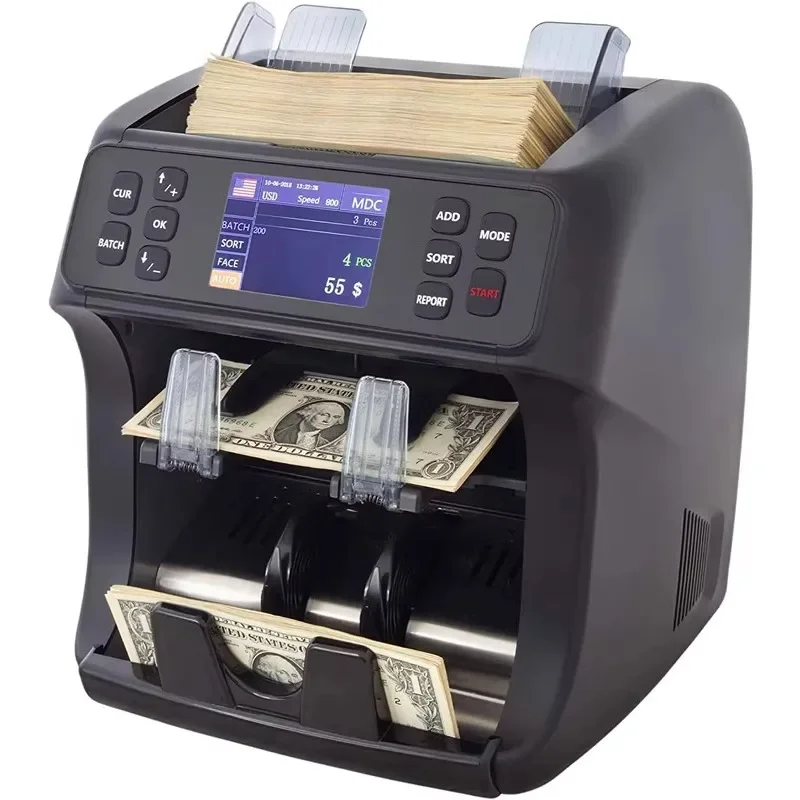 Total Amount of Foreign Currency Points Detector USD EUR Korean Won JPY Vietnam Plastic Coin Sorter Bank