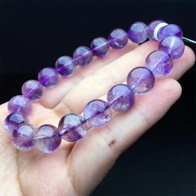 12MM Natural Purple Rutilated Super Seven Quartz Bracelet Women Healing Gemstone Crystal Strand Jewelry Christmas Gift 1PCS