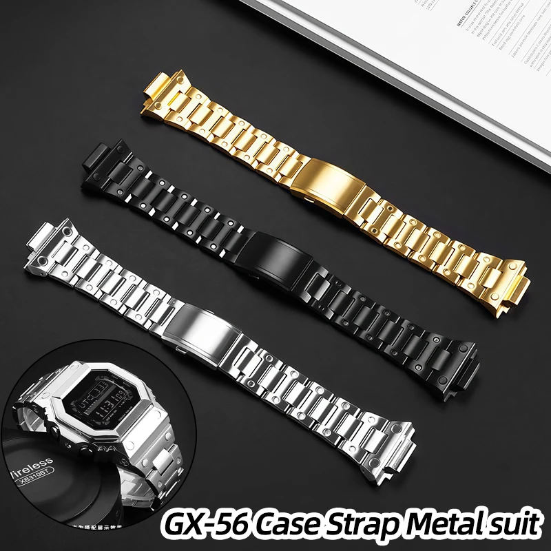 

GX-56 Case Strap Metal suit For Casio G-SHOCK Giant G Large Square GX-56BB GXW-56 Men Bracelet Silver Gold Black Mod Kit Tools