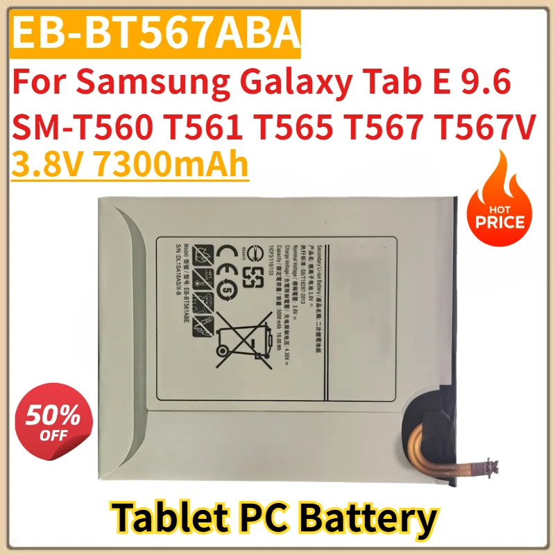 

Tablet PC Battery 3.8V 7300mAh EB-BT567ABA For Samsung Galaxy Tab E 9.6 SM-T560 T561 T565 T567 T567V Brand-New High Quality