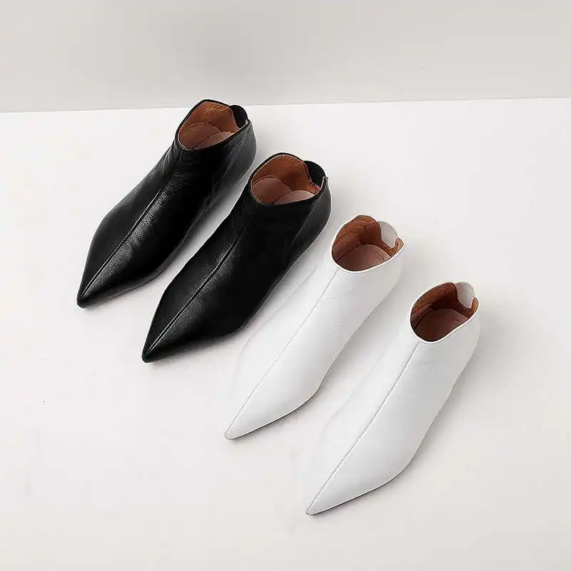 Krazing Pot Big Size Full Grain Leather Soft Winter Spring Shoes Modern Girl Pointed Toe Slip on Flats Office Lady Pregnant Shoe