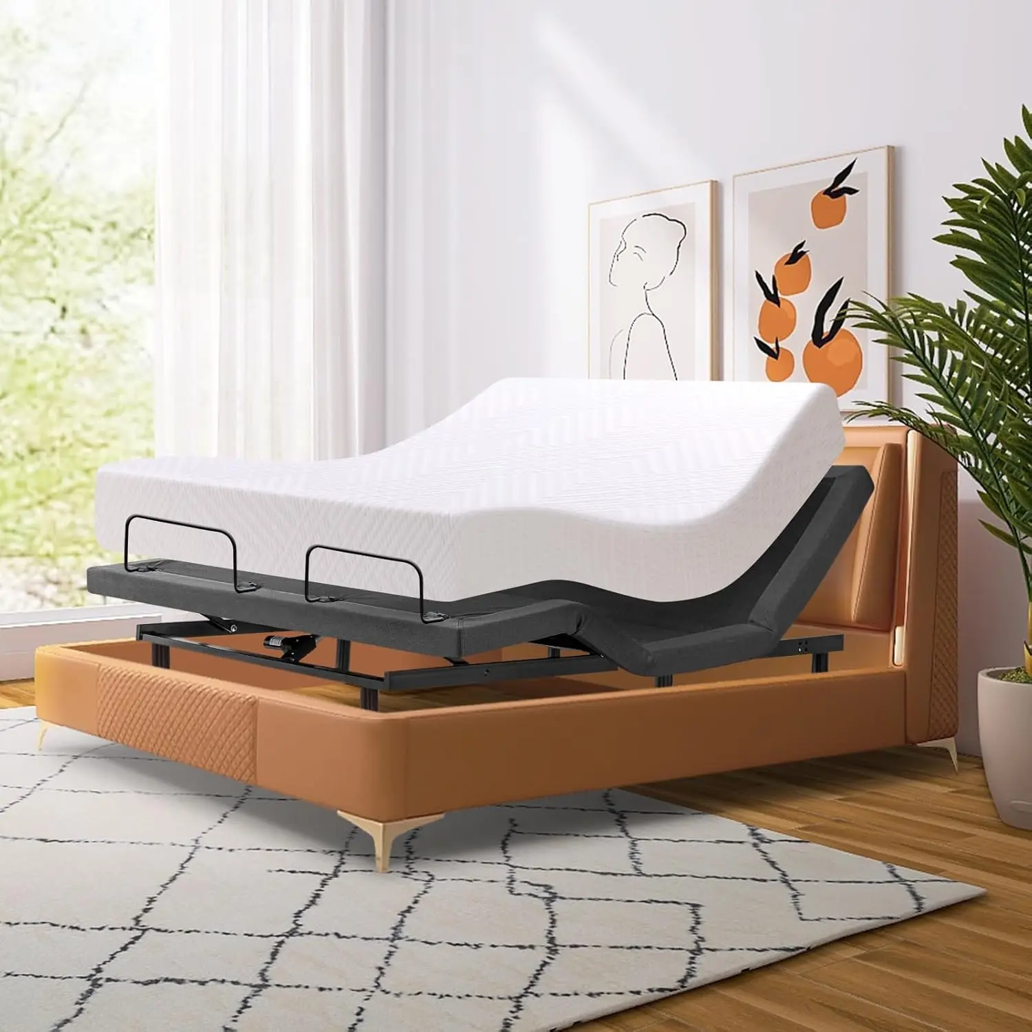 

Queen Adjustable Bed Base With Mattress, 10 H Gel Memory Foam Medium-Firm Mattr In Box, Adjustable Bed Frame, Thickened Foam