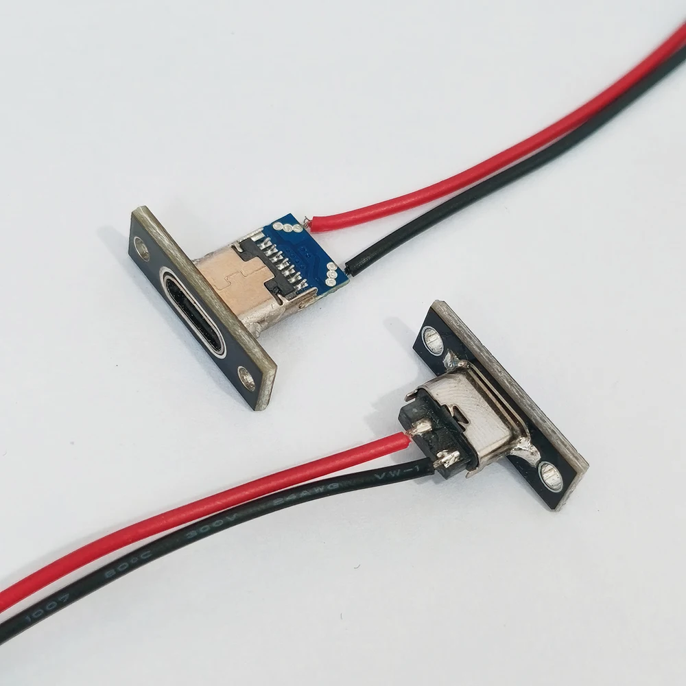 10 Stück USB Typ-C Buchse mit Befestigungsplatte und Kabel, USB-C Ladeanschluss für Kleine Elektrogeräte, DIY-Modifikation – Detail 2
