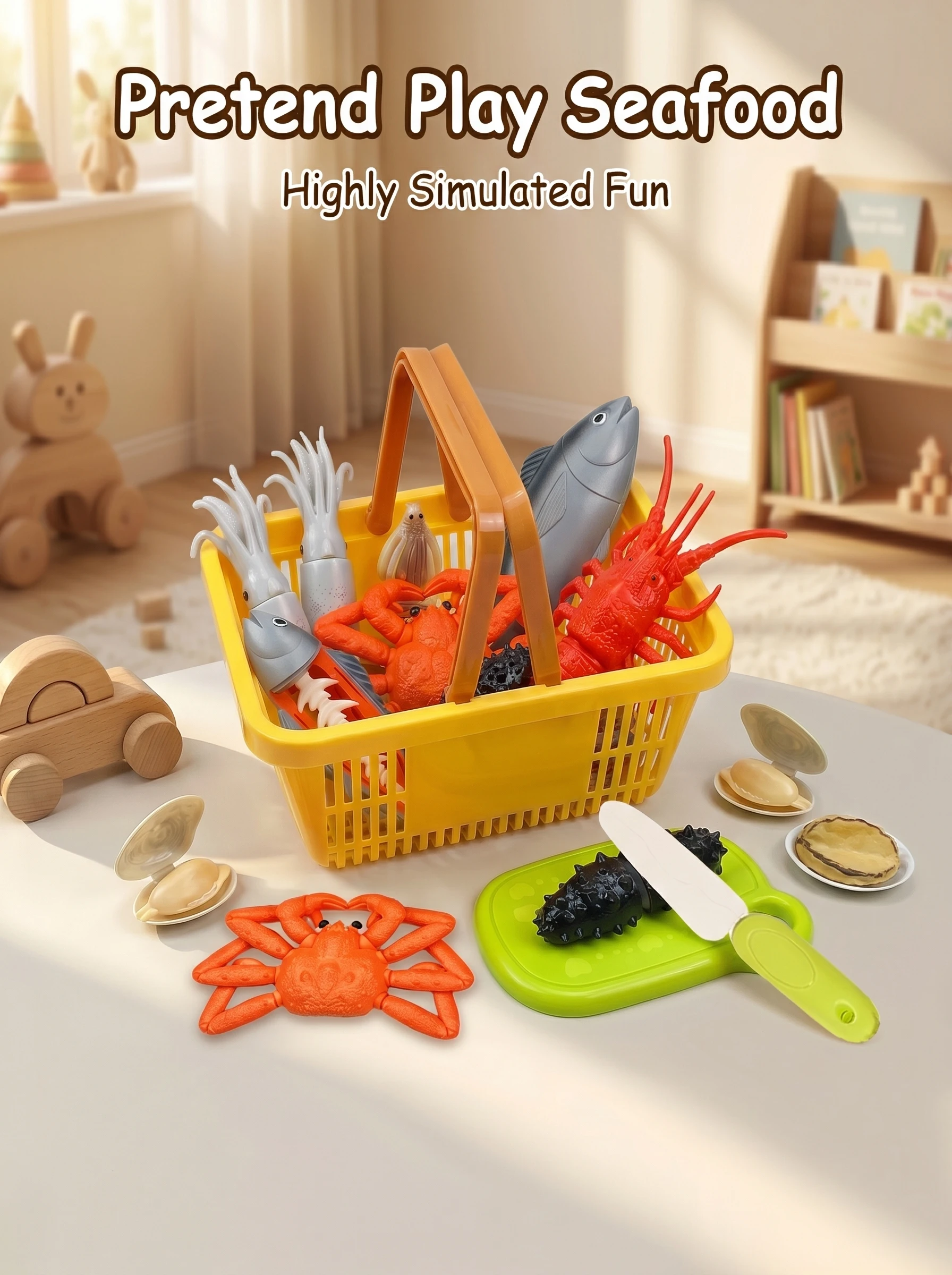 Image of Kinder-Küchenspielzeug-Set Simulierter Hummer Krabbe Fisch Huhn Spaß beim Schneiden von Lebensmitteln Großes DIY-Montagemodell für Frühkindliche Bildung