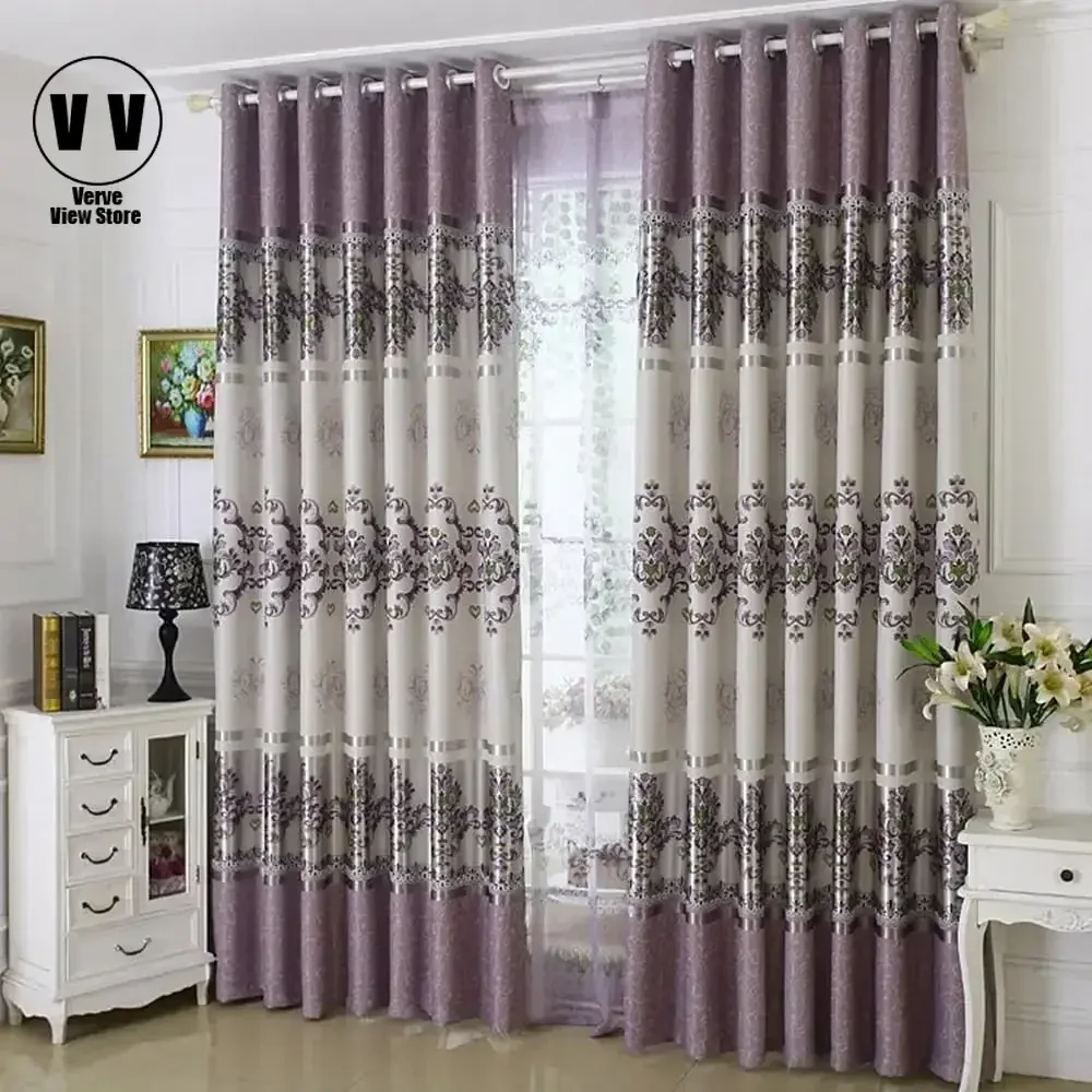 

1 Panel 140cm Width European Style Curtain for Living Room Bedroom Window Balcony Floral Pattern Printed Curtain Luxury Custom