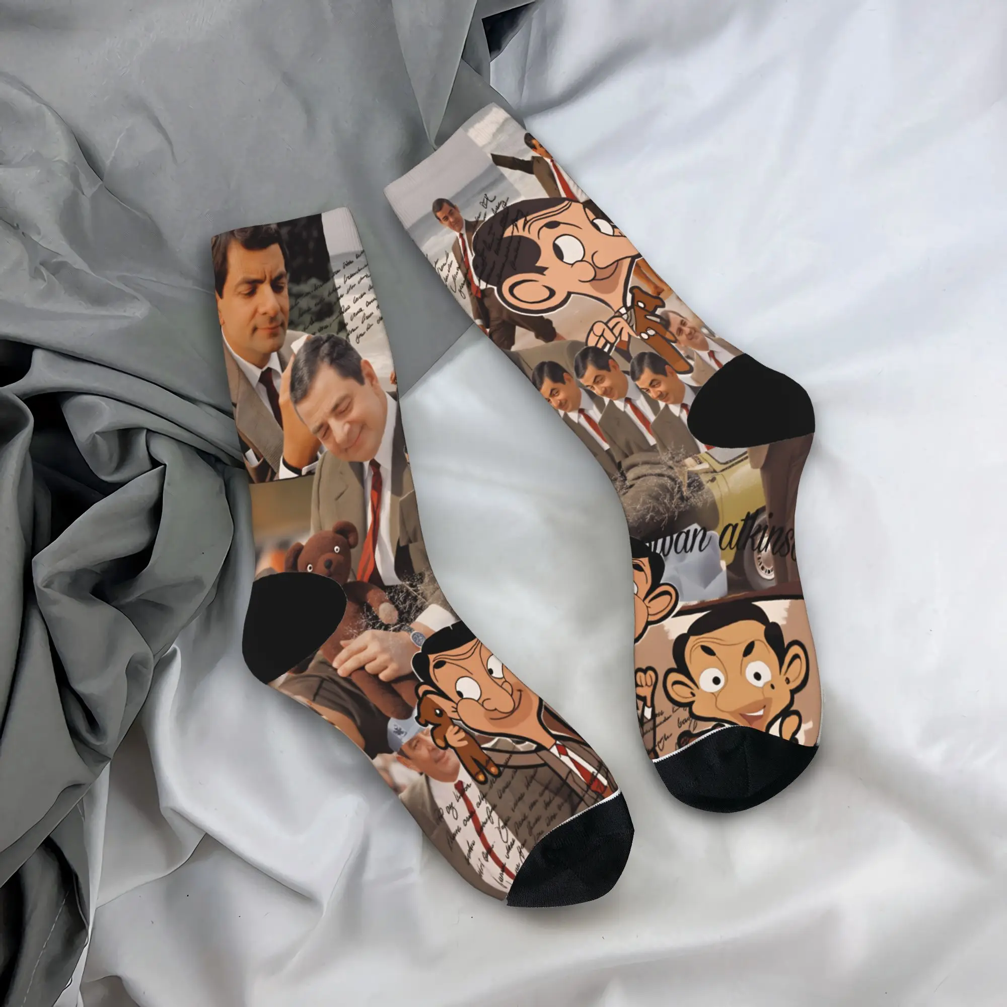 

Панчохи с героями мультфильмов «Мистер Бин», готические носки, мужские теплые мягкие носки, весенние спортивные дизайнерские носки против пота, подарок