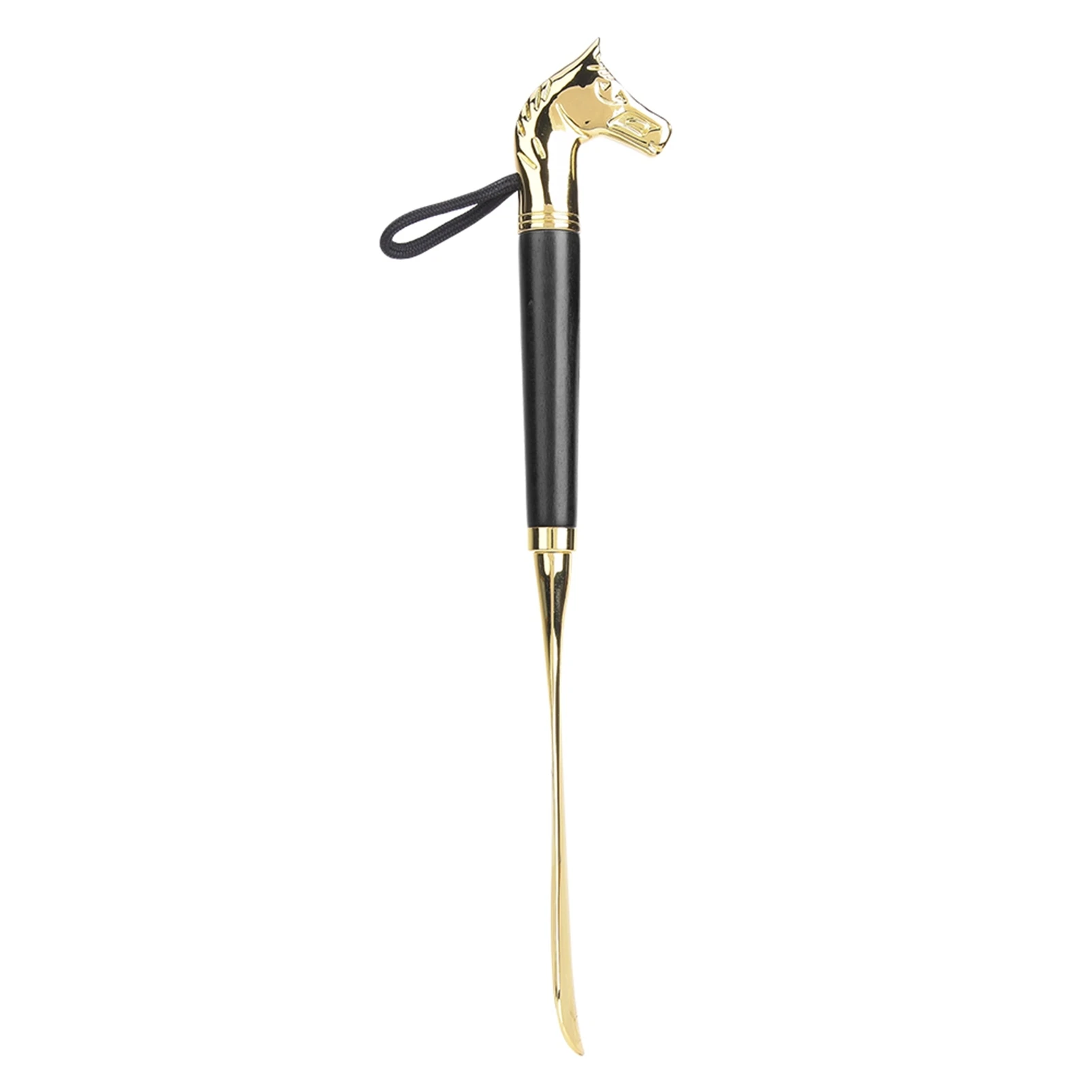Horse Head Shoe Horn Lifter Universal Long Beech Handle Handled ShoehornBlack 32CM