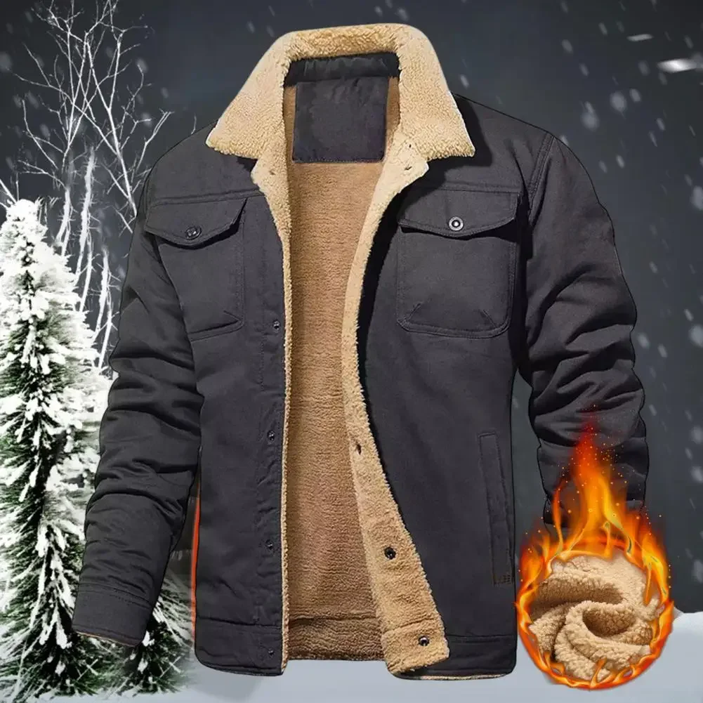 Parka con forro polar para hombre, abrigo grueso y cálido con cuello de piel, chaqueta de felpa, rompevientos, prendas de vestir para el trabajo, otoño e invierno, novedad