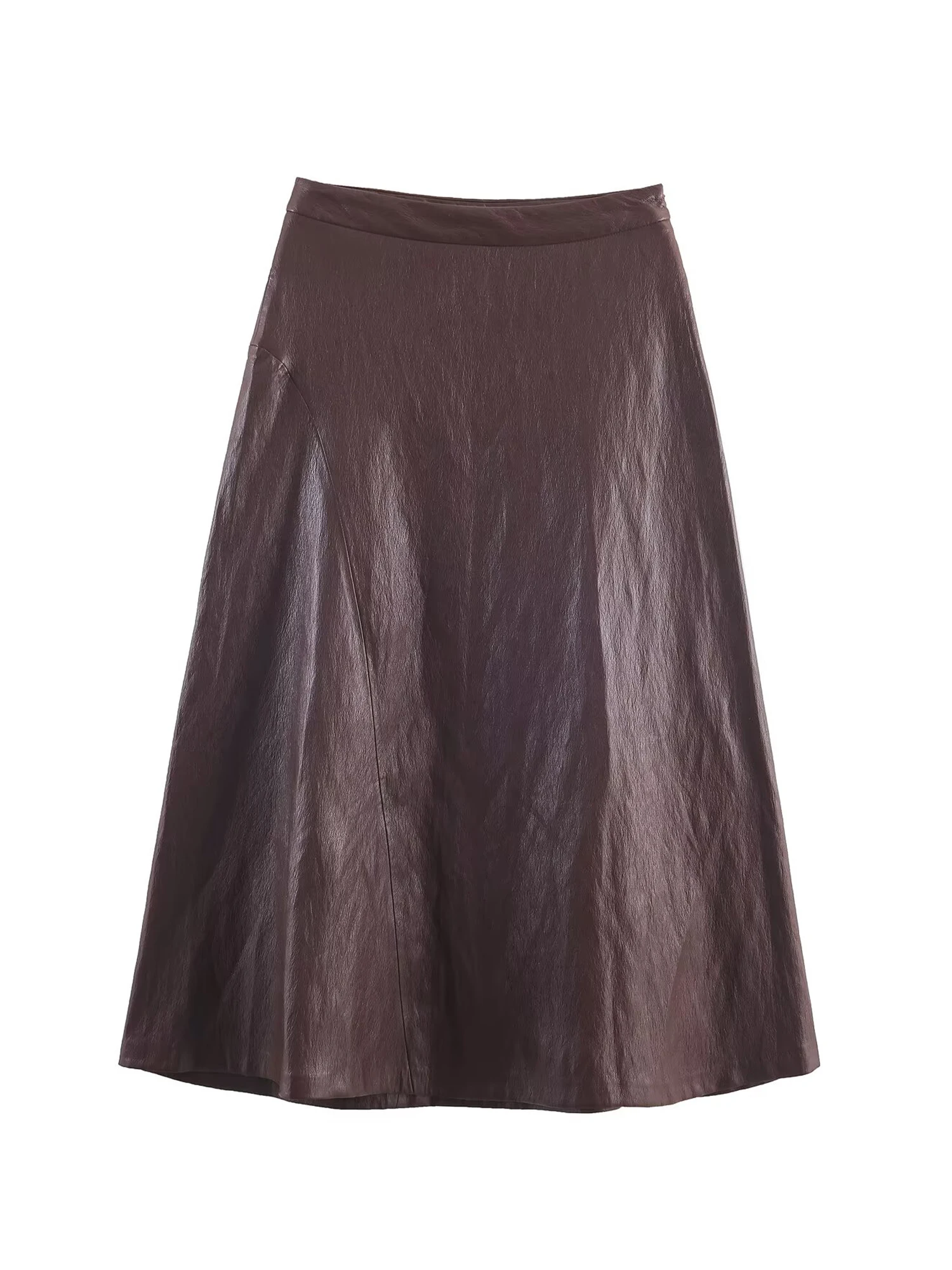 

Женская бордовая кожаная юбка средней длины, винтажная эстетичная юбка с высокой талией, Harajuku Y2k, юбки трапециевидной формы, модная одежда 2000-х годов, осень