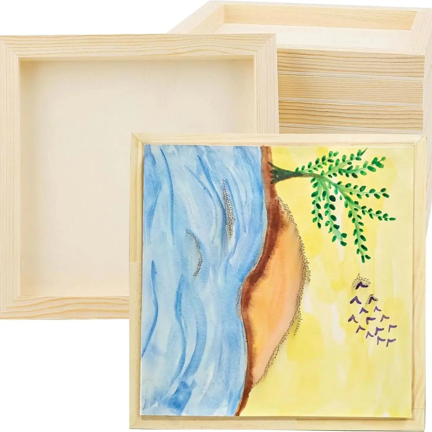 12x12in Wooden Board, Square Wooden Board, Wooden Board, Clay Picture Frame, Creative DIY Clay Picture Frame, Handmade Board ﻿