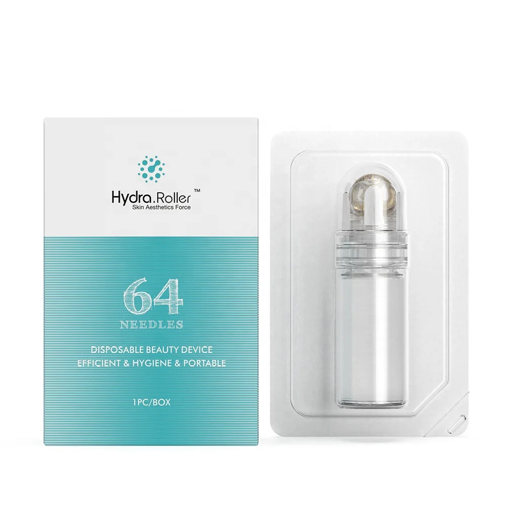 Hydra Roller HR64 Microneedling ไทเทเนียมเข็ม Derma Roller Serum Applicator Skin Care เครื่องมือสําหรับใบหน้า, ผม, เครา-ไม่มีเซรั่ม