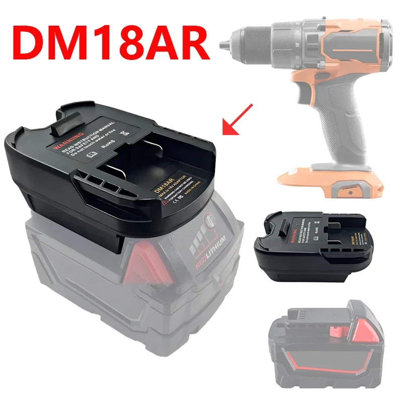 

DM18AR Converter Battery Adapter for Milwaukee for Dewalt 18V 20V Lithium Battery To for Ridgid for AEG 18V Electric Drill Use