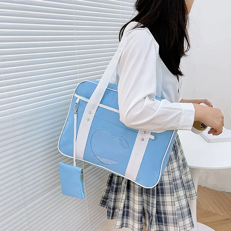 Japanese Lolita Heart JK School Uniform Bags Fashion Women PU Leather  Women Student PU Handbag Cosplay Anime Shoulder Bag