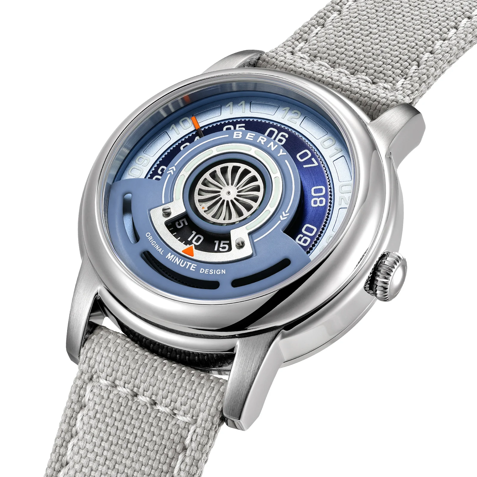 BERNY Automatic Women's Watches 3D Dial Super Luminous Mechanical Women Watch Sapphire AR Fashion Casual Fabric Strap Wristwatch