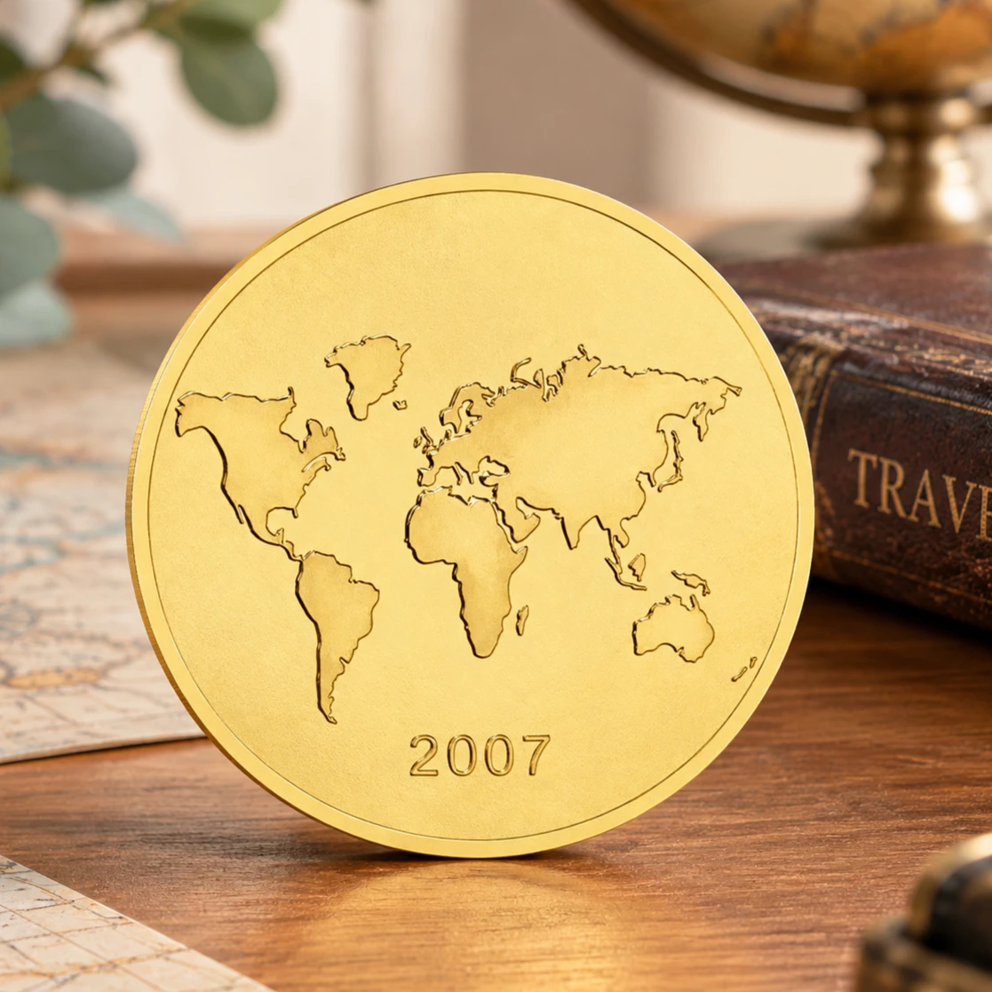 The Seven Wonders of The World Golden Plated Souvenir Coin The Taj Mahal in India Commemorative Coin Home Decoration