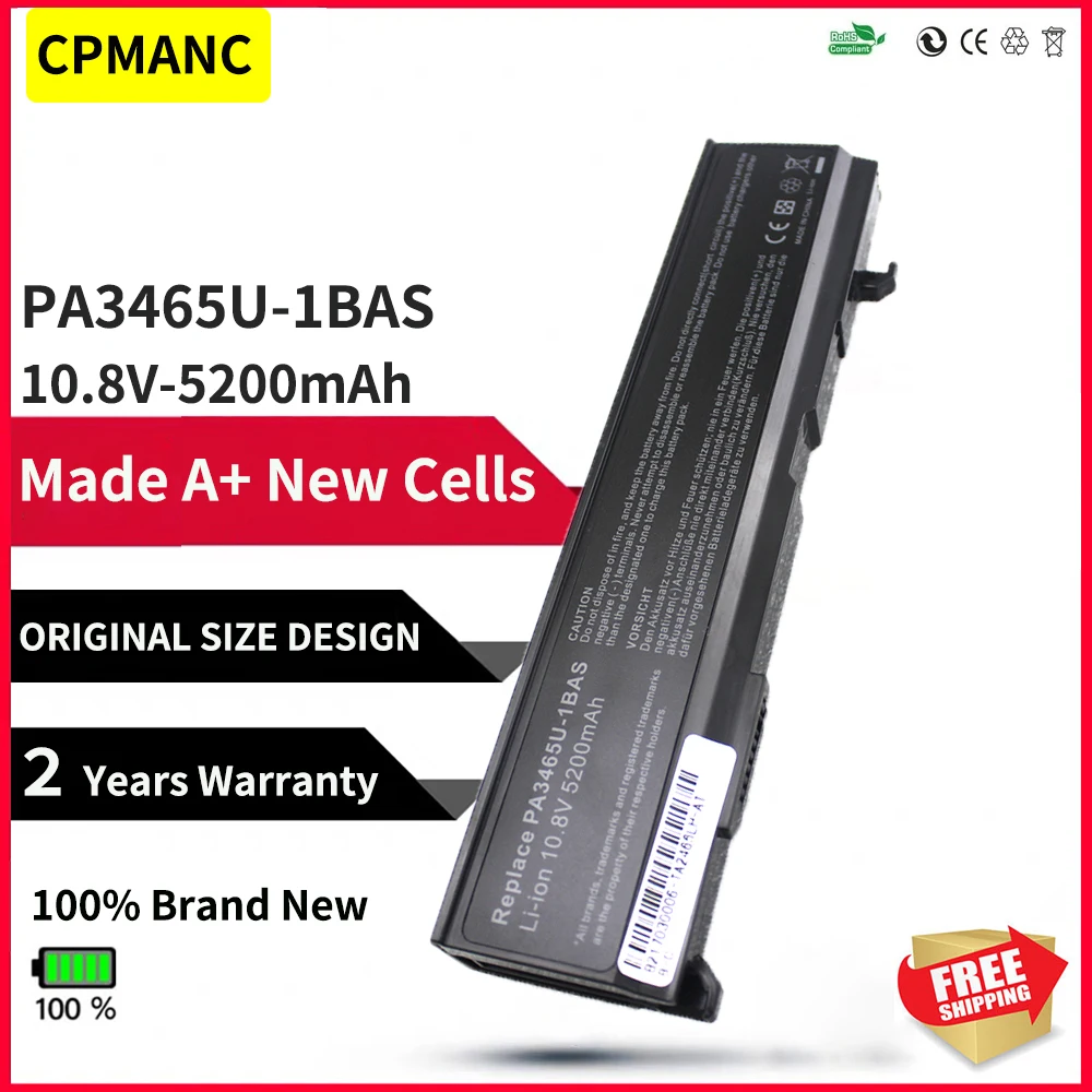 

CPMANC 6Cells Laptop Battery PA3465U PA3465U-1BRS PABAS069 for Toshiba Satellite A80 M105 M115 M45 M50 M55 M70