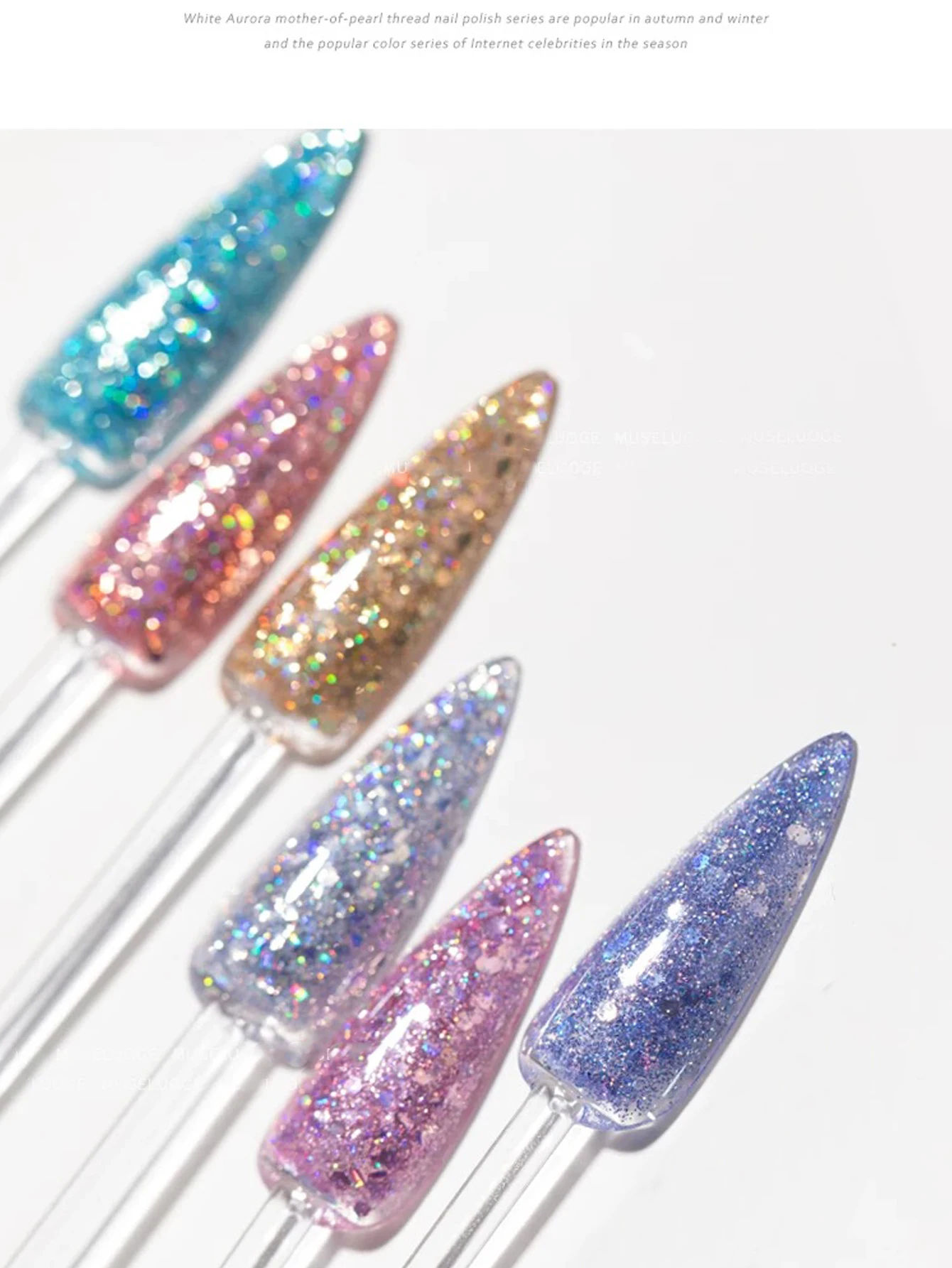 1/6PCS2025 New Autumn and Winter Nail Salon Set Sparkling Kaleidoscope Laser Crushed Diamond Fine Glitter Powder Gel Nail Polish