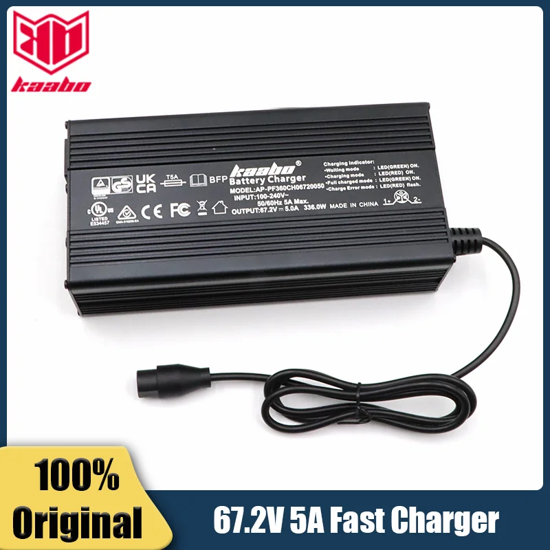 Original Fast Charger For Kaabo Mantis King GT Electric Scooter Waterproof Head 67.2V 5A Charger Official Accessories