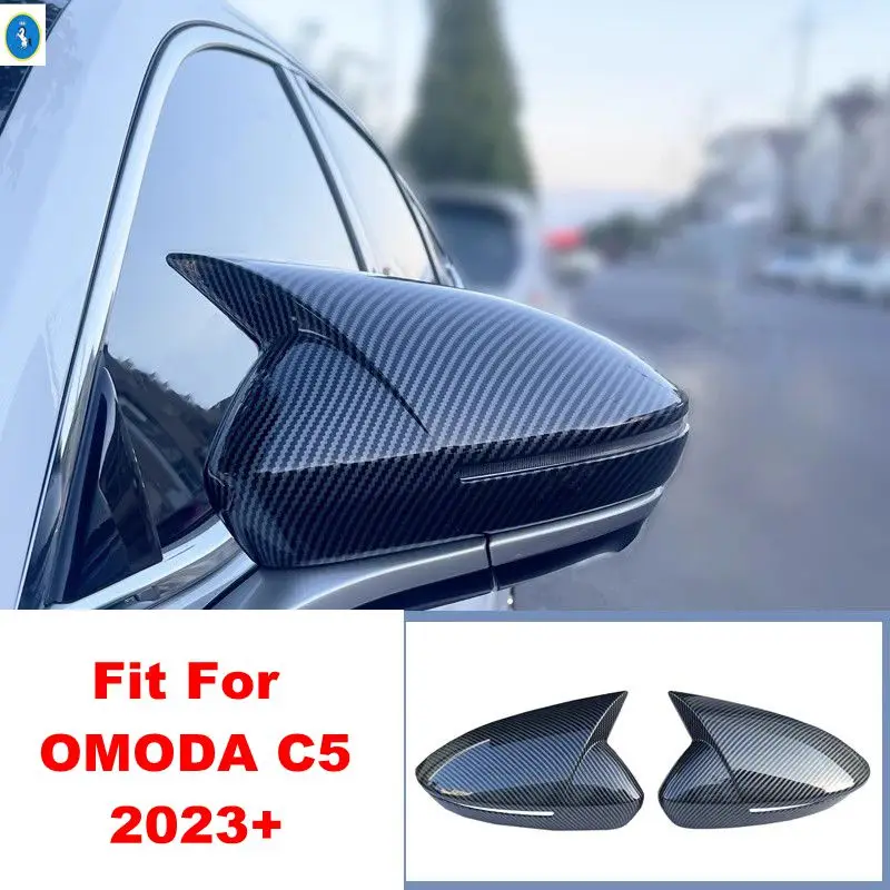 

Для OMODA C5 2023 2024 2025 черный/углеродное волокно, защита зеркала заднего вида на дверь автомобиля, крышка, накладка, аксессуары из АБС-пластика