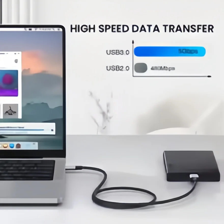 Cabo USB C para Micro B 3.0 (5 Gbps), Tipo C Macho para Micro B Fêmea, para Disco Rígido Externo/SSD (Toshiba,WD,Seagate), MacBook,Laptop