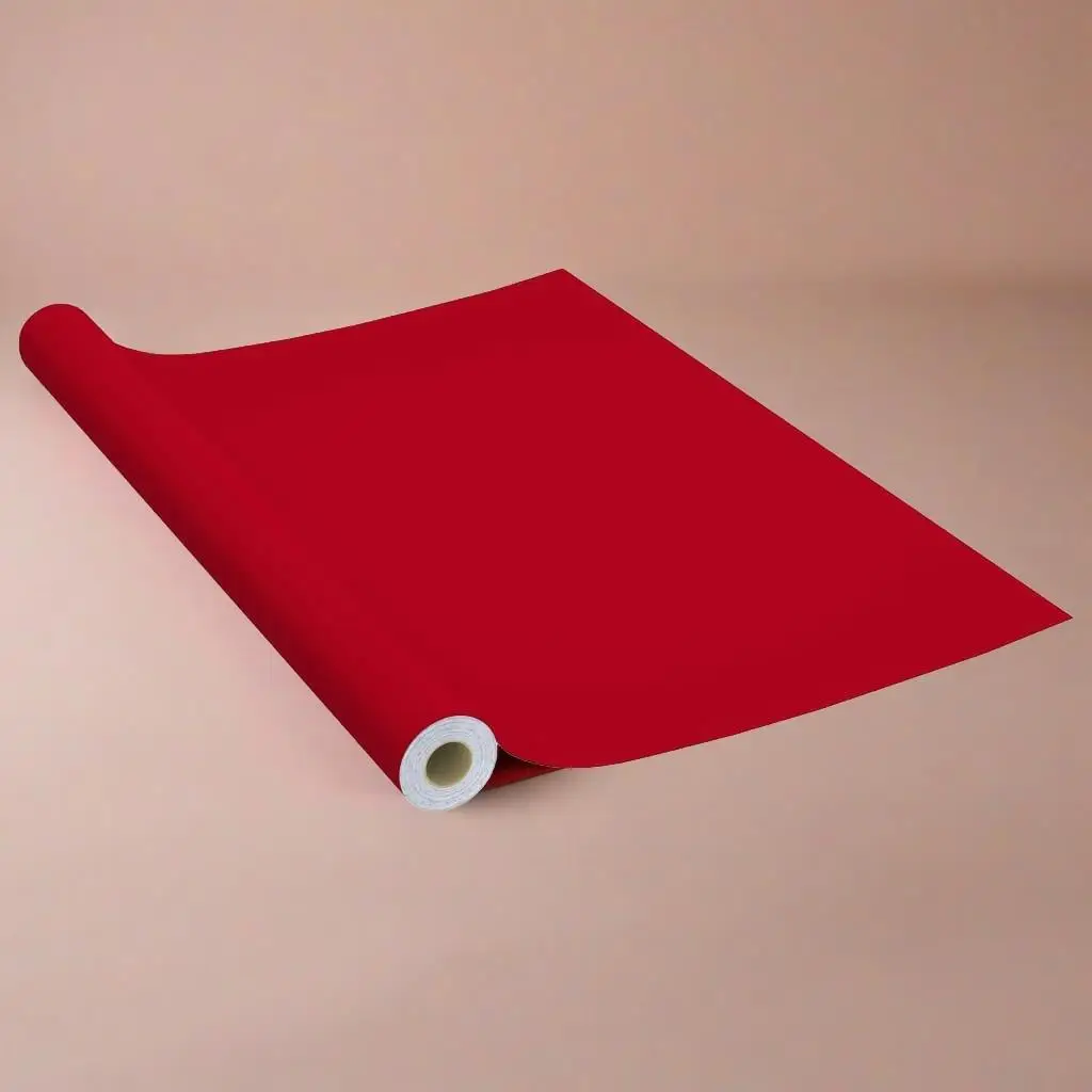 Red Self-Adhesive PVC Furniture Film - 2 Pcs, 196.9x35.4 cm for Easy Home Decor