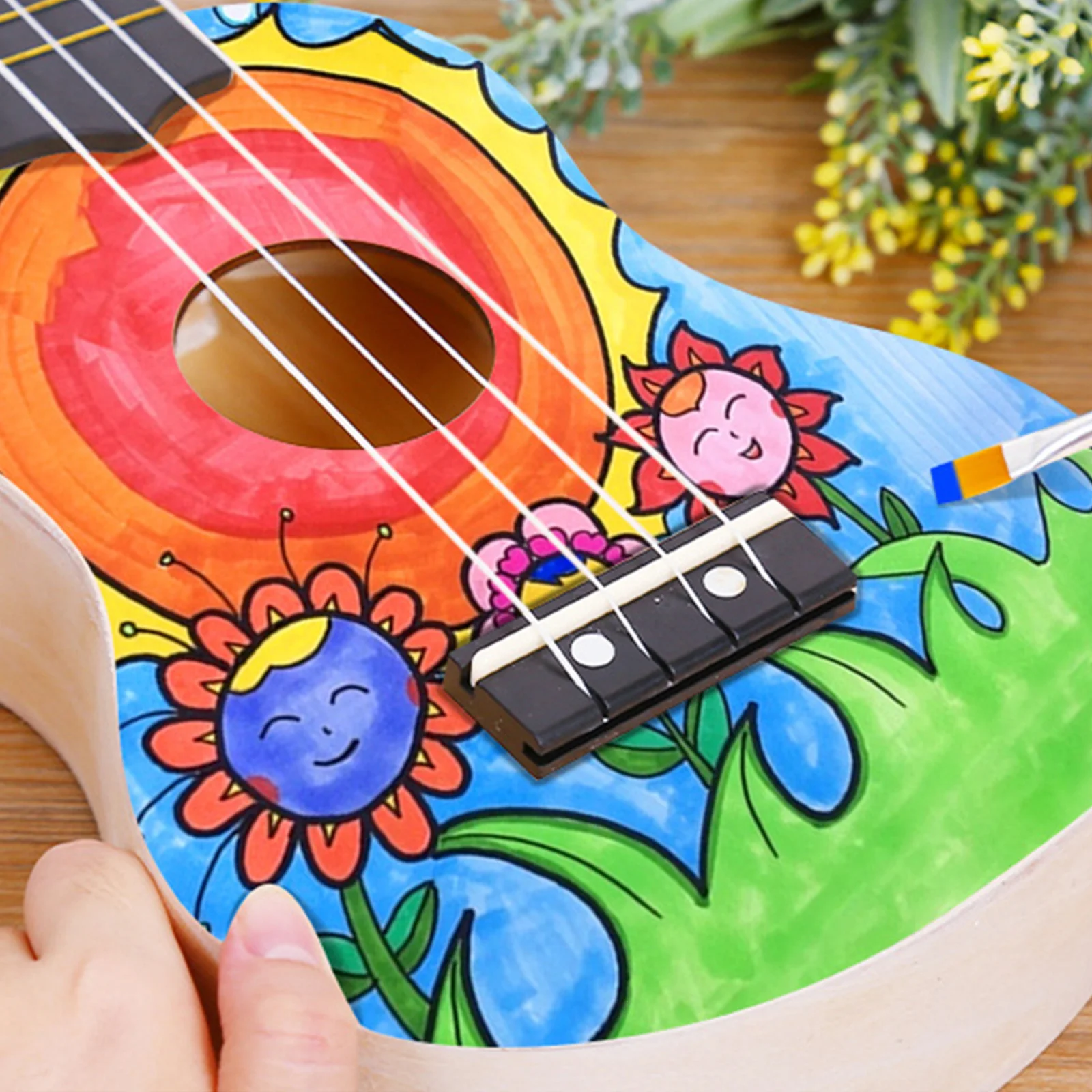 

Wooden Ukulele Assembly Kit Unpainted Ukulele For Kids Colorful Design Beginner Friendly Musical Instrument Hand Crafts Toy
