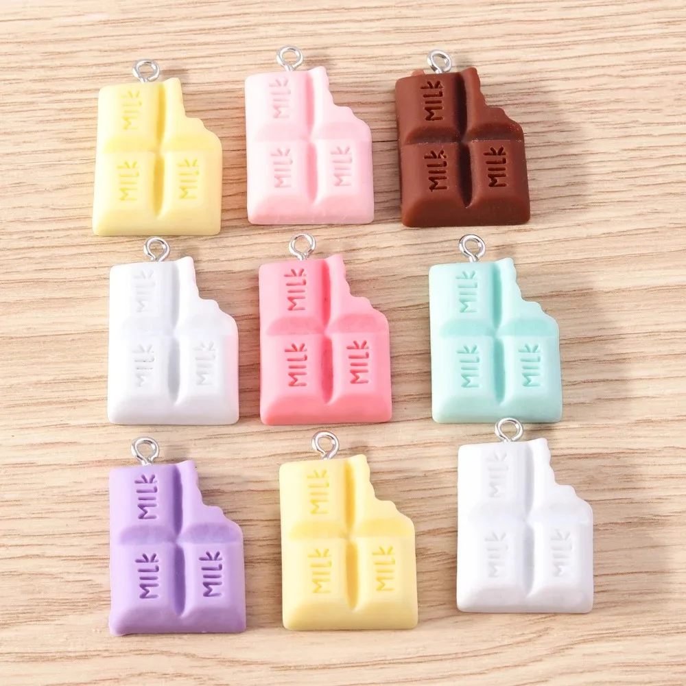 Breloques en résine en forme de chocolat, 9 pièces, pour boucles d'oreilles, bracelets, porte-clés, pendentifs, accessoires de fabrication de bijoux, DIY