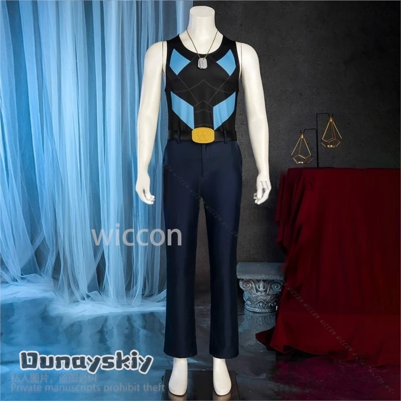 Juego Rivals Cosplay Lobo Anime disfraz Y2K Punk moda abrigo amarillo chaqueta cuero Halloween carnaval traje peluca Logann personalizado