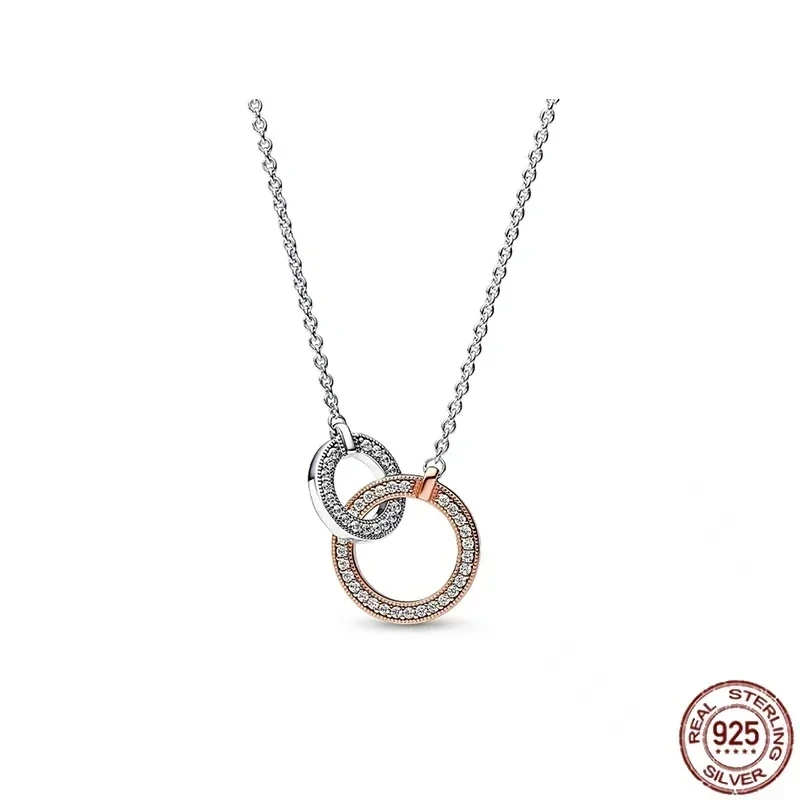 Collier pendentif multi-rond en forme de cœur brillant classique, argent regardé 925, bijoux de charme exquis, cadeaux d'anniversaire surprises, nouveau