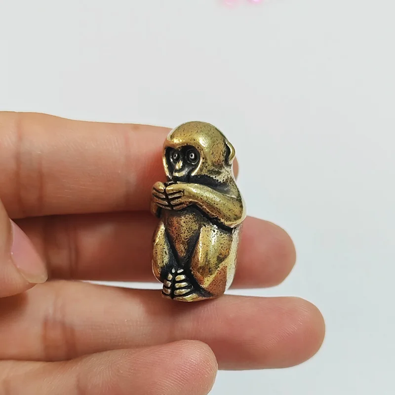 Mini Vintage Brass Monkey With Incense Holder Statue Figure Sculpture Home Office Desk Decorative Ornament Toy Gift