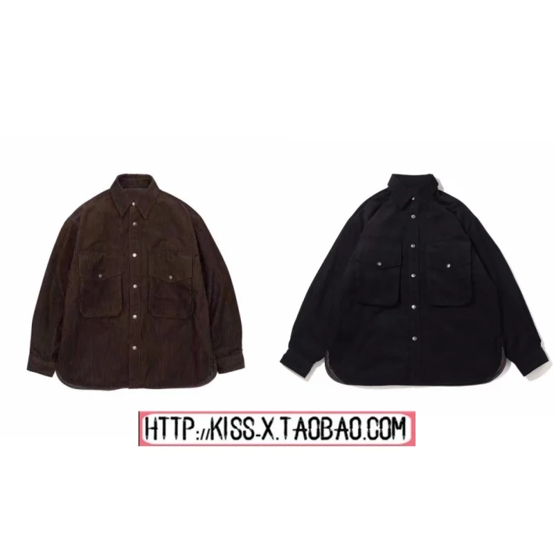 

Trendy 2025 Cotton Jaet with Large kets Warm Corduroy Interlined Purple Label Youth Casual Long Sve irt Coat for Co...