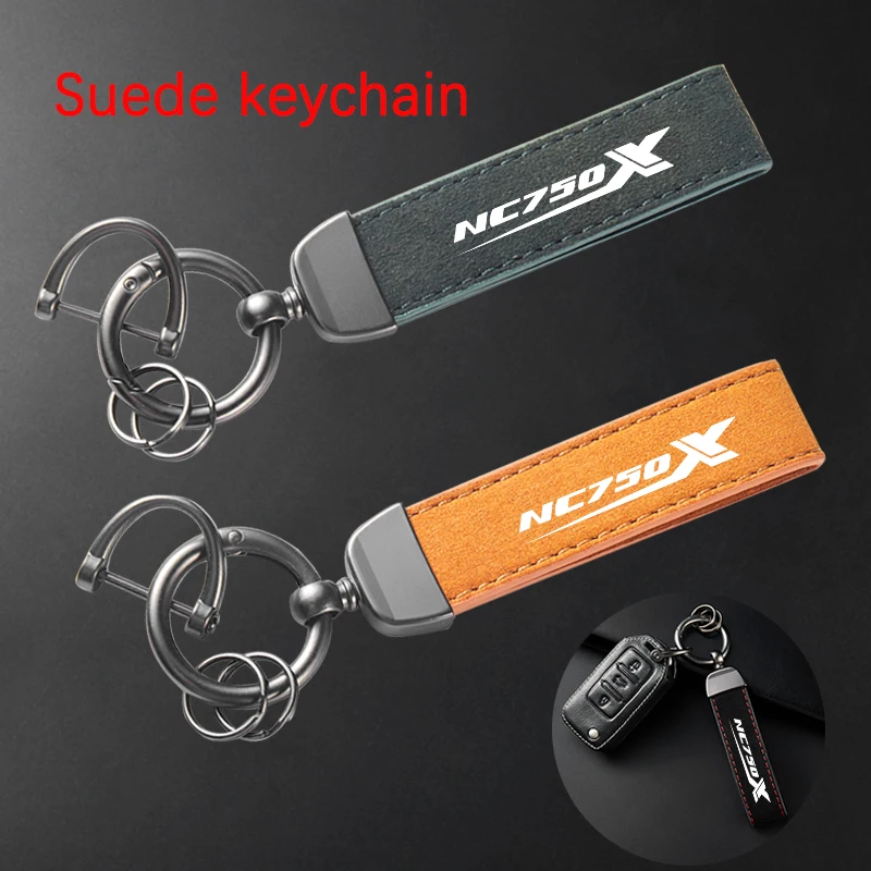 For HONDA NC750X NC 750X NC750 X 2014-2024 Accessories High-Grade Leather Suede Keychain Motorcycle Key Ring