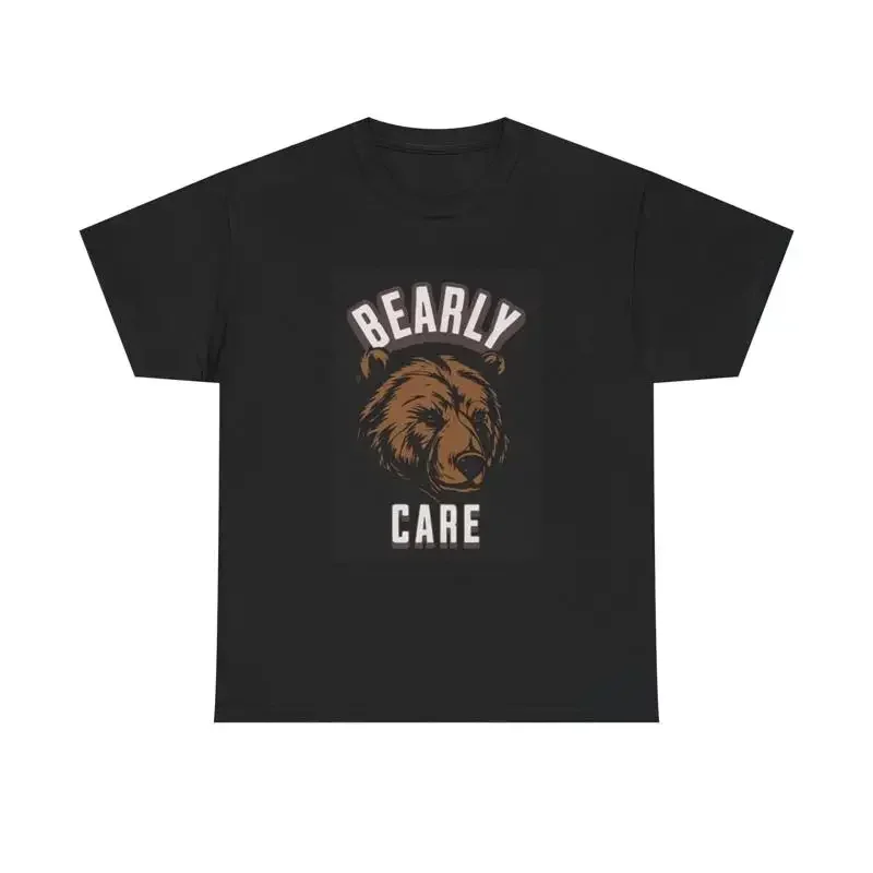 Bearly Care T Shirt Grizzly Outdoors Camping Heavy Cotton
