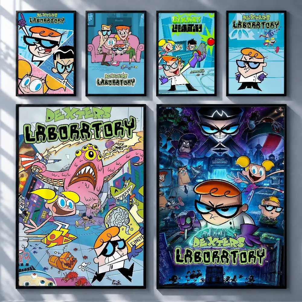 Retro Cartoon Dexter's Laboratory Premium Self-Adhesive No Residue Wall Sticker for Home Office Bar Decor