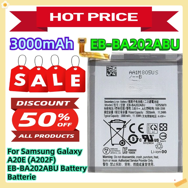 

For Samsung Galaxy A20E (A202F) EB-BA202ABU 3000 MAH Accu Battery Batterie