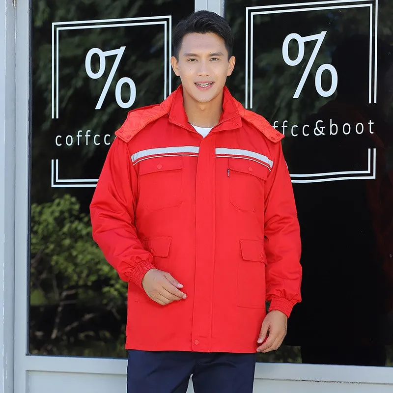 

Thiened Cotton Workwear for Men Oil Station Atnt Anti-Static Winter Work orm Heavy Du Labor Protection Clothing