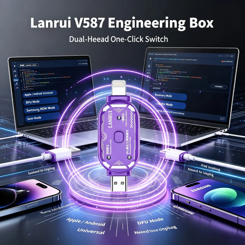 Dual Head One-Click Switch Engineering Dongle Lanrui V587 X1 For iPhone Recovery DFU Samsung Bootloader Mode