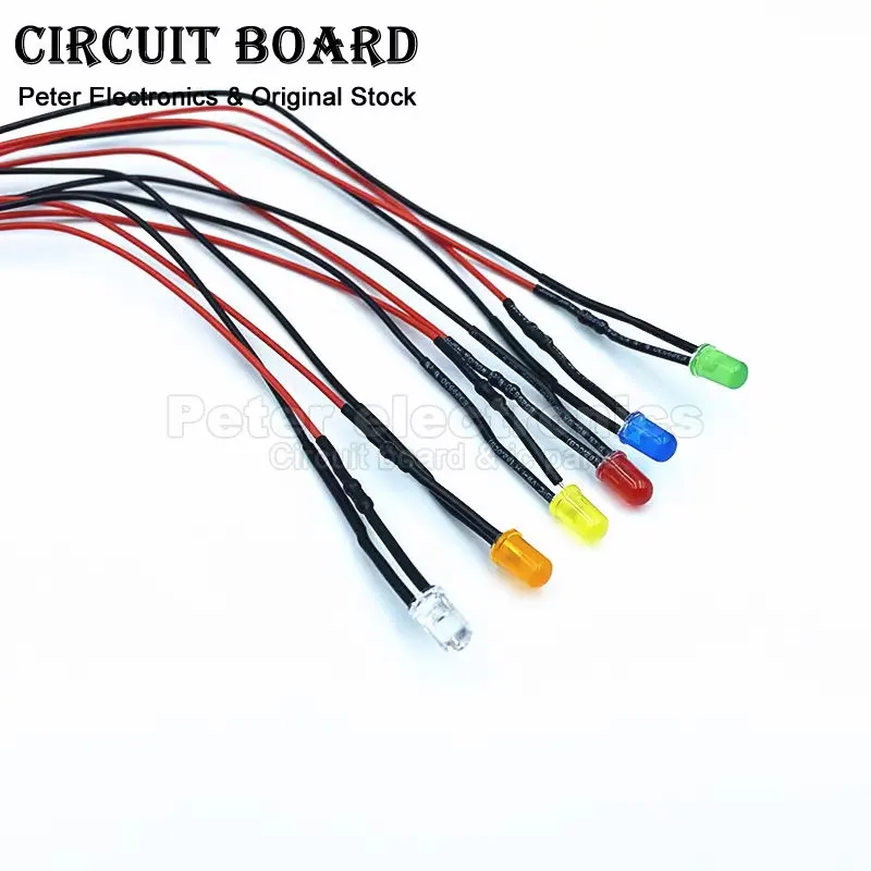 20pcs 20cm Pre Wired 3mm 5mm LED Light Lamp Bulb Prewired Emitting Diodes For DIY Home Decoration DC12V Toy Car Indicator LED
