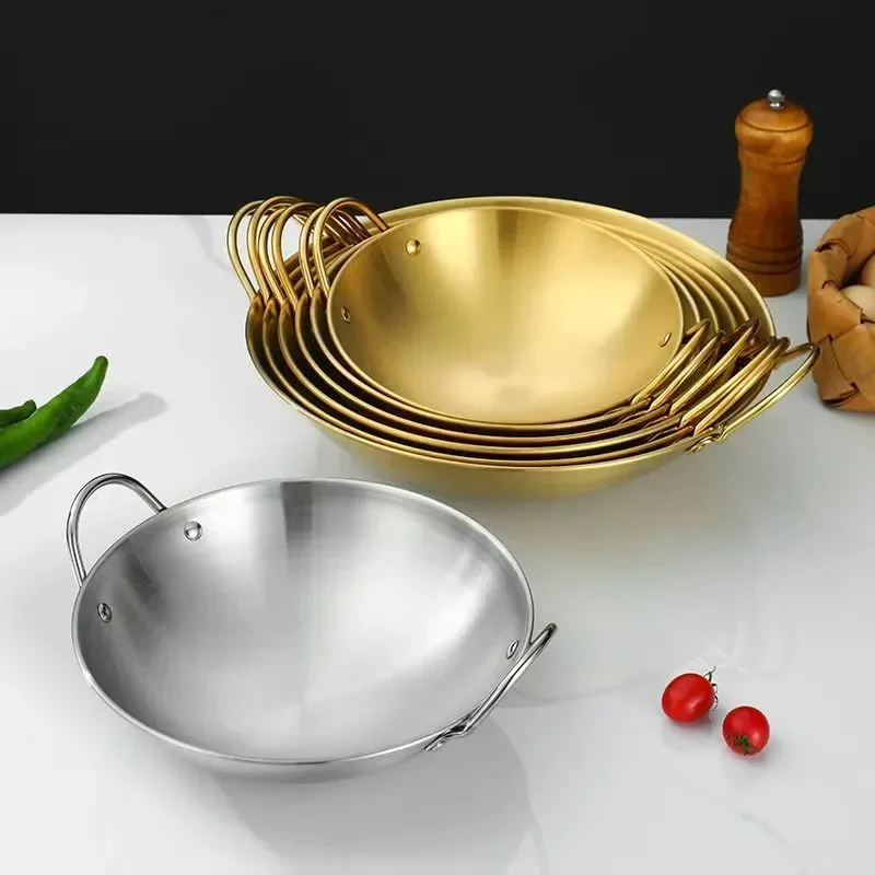 

Thicken Wok Pan Home Garden Non-stick Skillet Stainless Steel Pan Gas Stoves Cooking Pot Cauldron Cast Iron For Kitchen