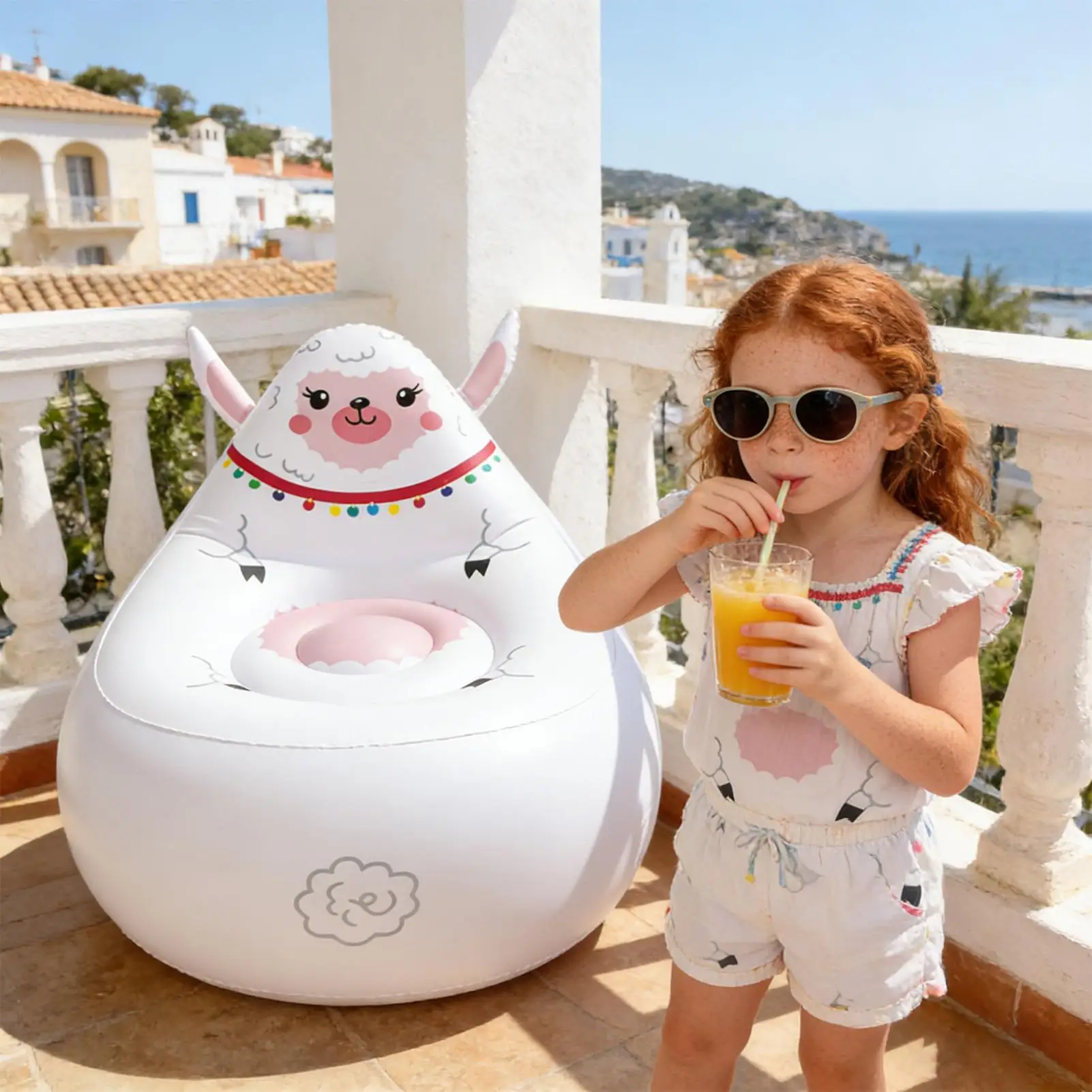 Opblaasbare stoel voor kinderen Draagbare dierenvormstoel Buitenbank voor kinderen Camping Patio Strand Reizen Binnen Achtertuin Tuin