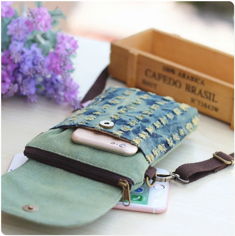 Denim Women's Mini Shoulder Mobile Phone Ringer Shoulder Bags for Women Small Square Purses and Handbags  Summer