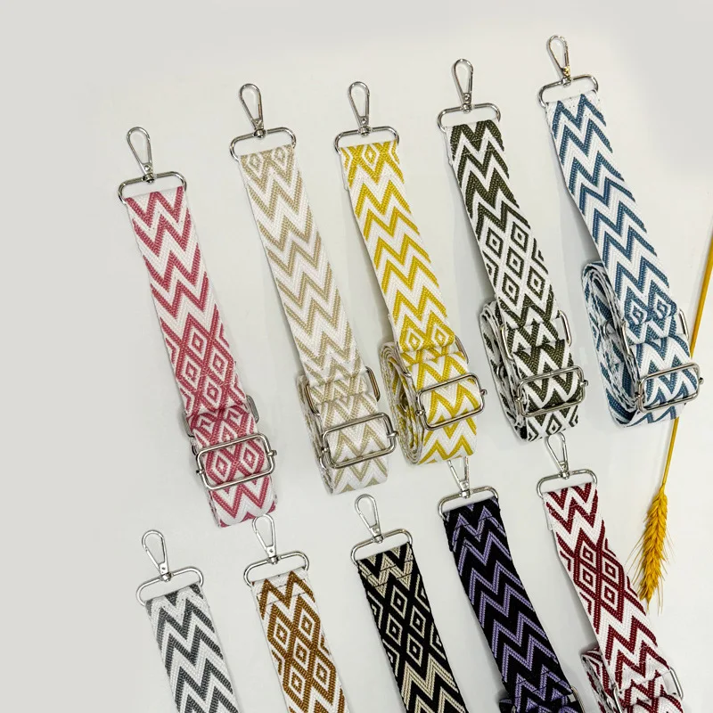 حزام حقيبة كتف واحد، حزام كتف كروس من قماش الجاكار المنسوج، ملحقات حقيبة ظهر قابلة للتعديل على الطراز العرقي