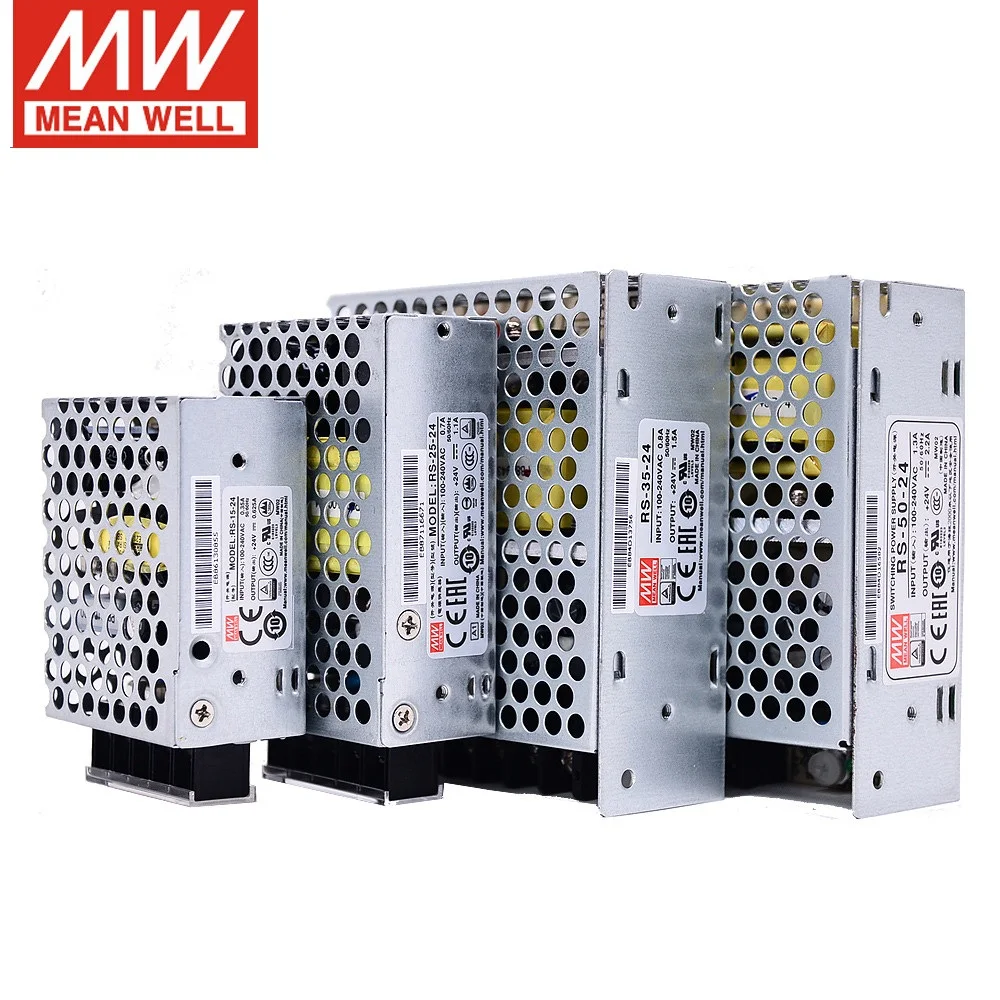 MEAN WELL - Fuente de alimentación conmutada de salida única RS-15, RS-15-3.3 RS-15-5 RS-15-12 RS-15-15 RS-15-24 RS-15-48V 15W